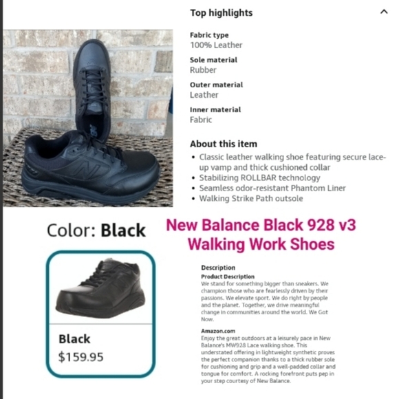 New Balance BLACK UNISEX Work Shoes (M8.5D /W10D) Durable Walking Sneakers - Picture 10 of 10